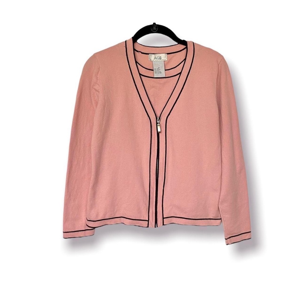 Vintage dusty pink layered zip up sweater! - medium